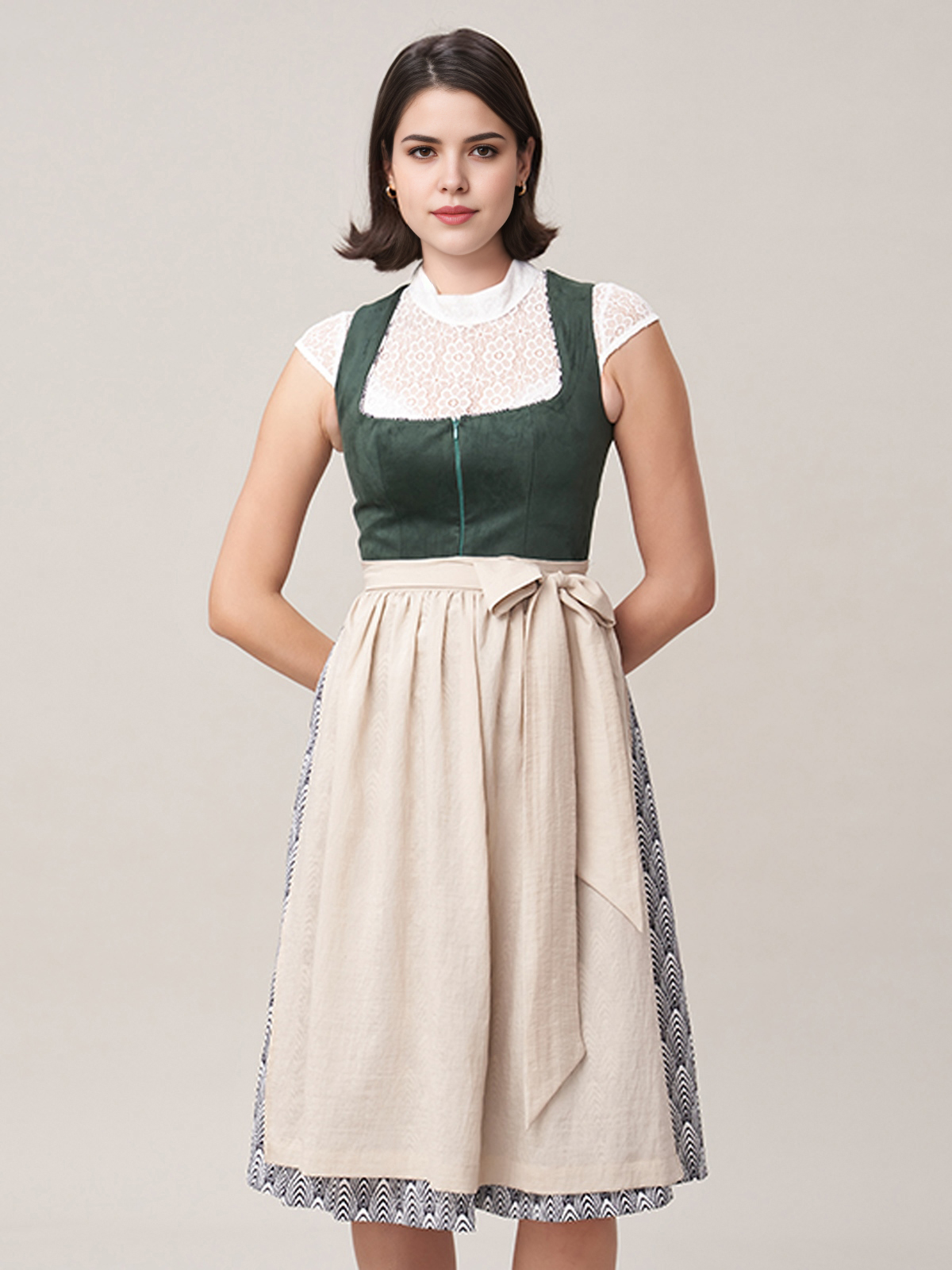 Samt Dirndl Dunkelgrün