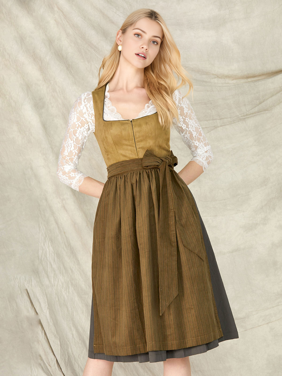 Grünes Dirndl aus Samt